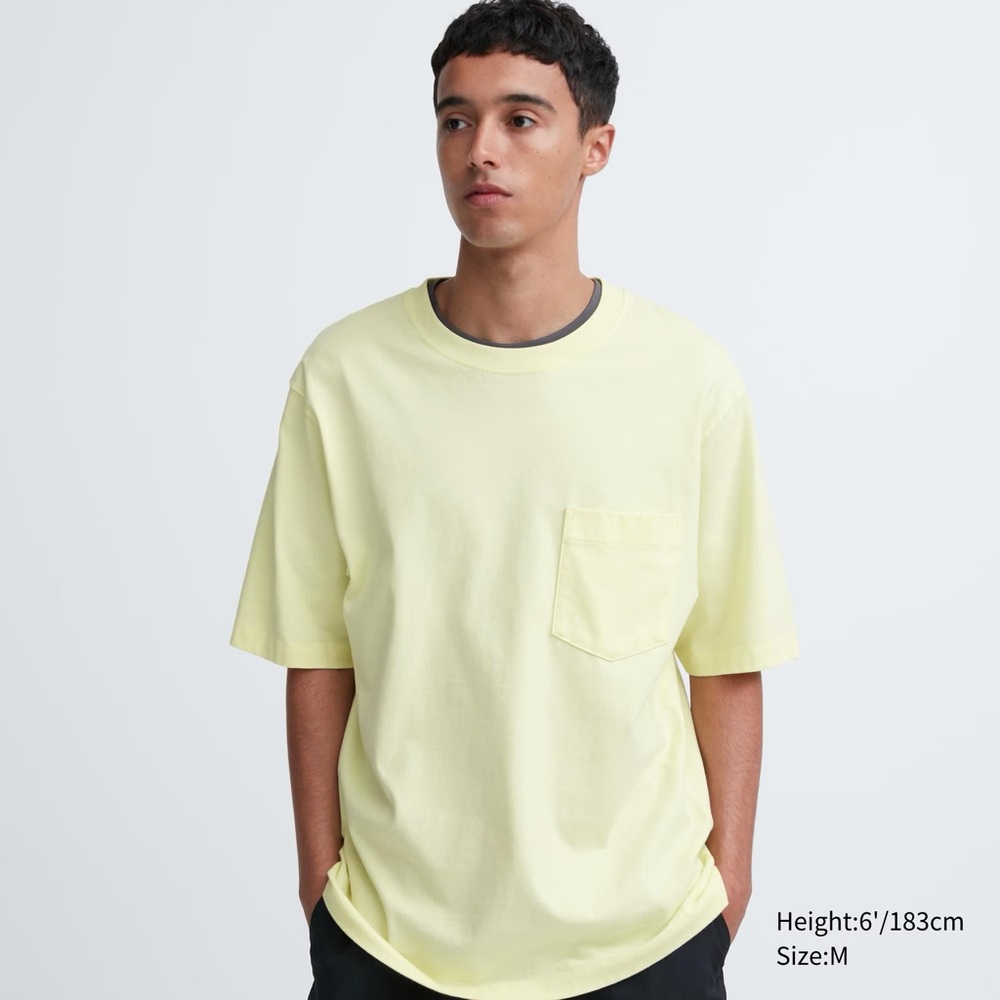 Oversized Pocket Crew Neck Half-Sleeve T-Shirt (XL)